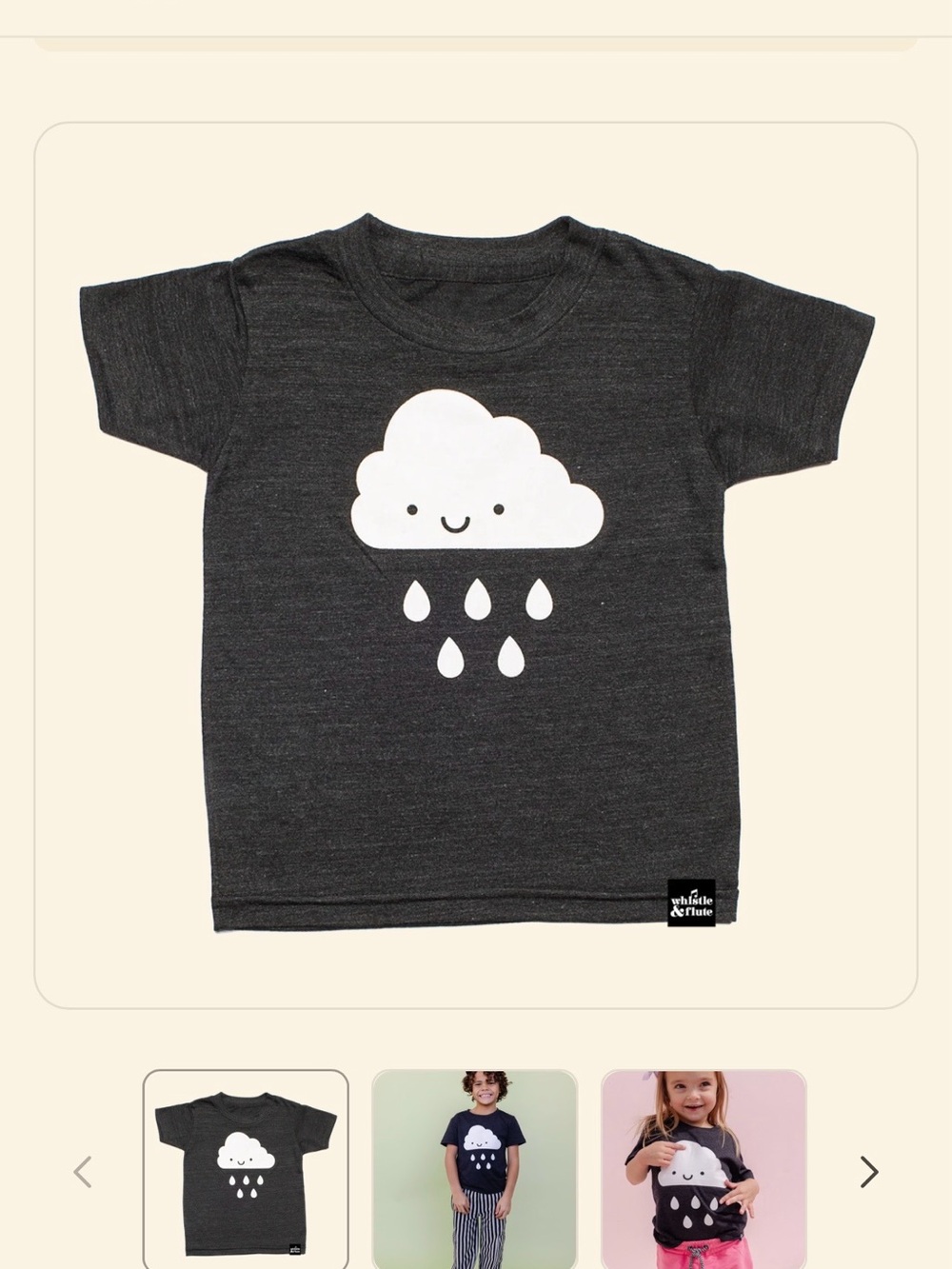 Whistle & flute Kids Charcoal Cloud Rain Graphic Tee -